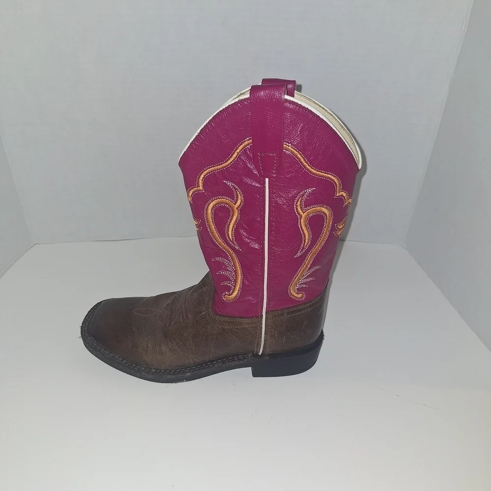 Old West Kids Boots in Brown and Pink